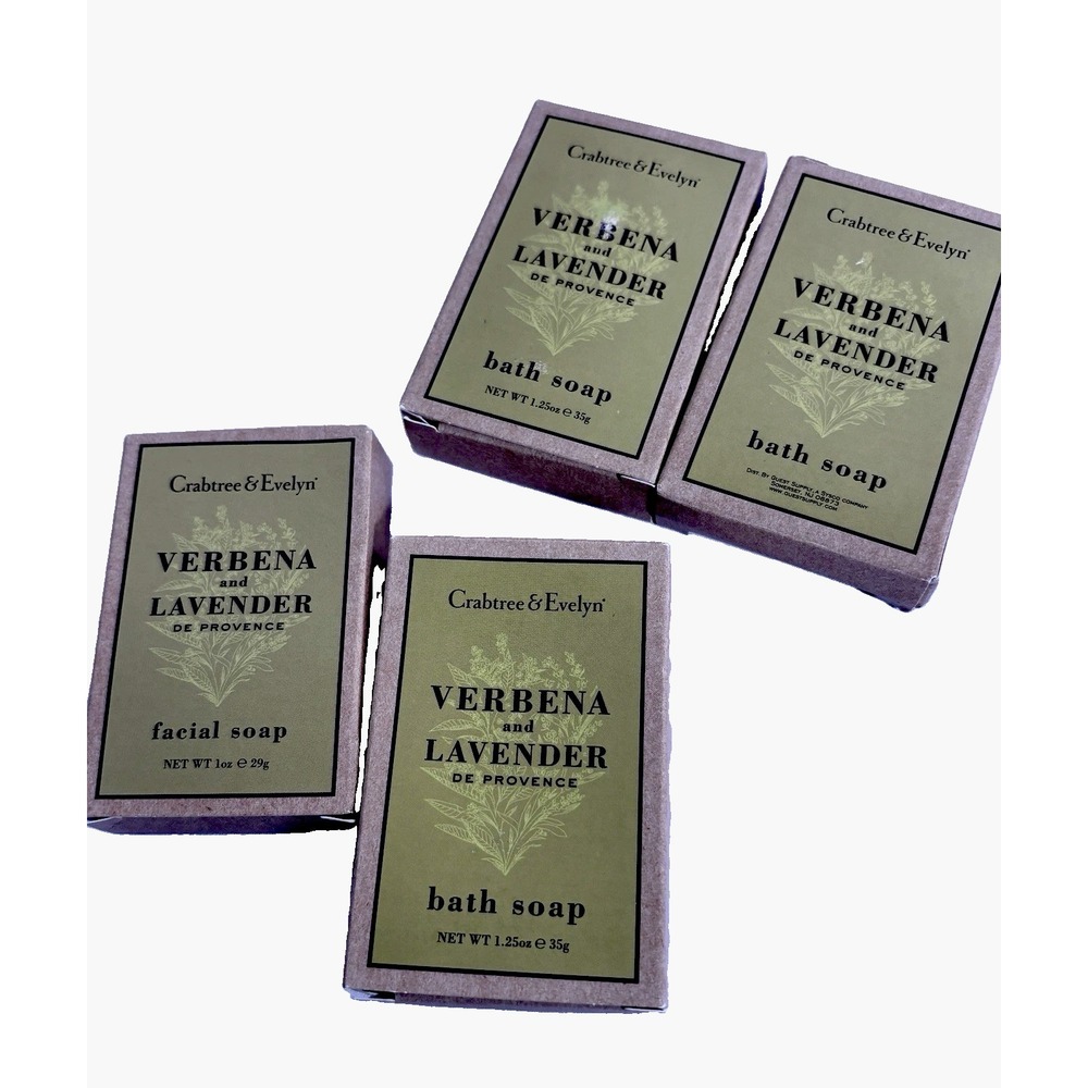 Crabtree & Evelyn VERBENA & LAVENDER Facial Soap, 1 oz Travel Size Lot Of 4